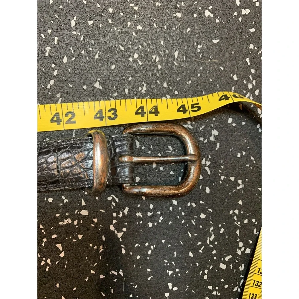 Torino Leather Belt Size 38‎ Black Embossed Italian Kipskin Made In USA
